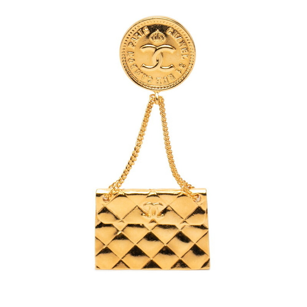 CHANEL Vintage Gold Logo Brooch